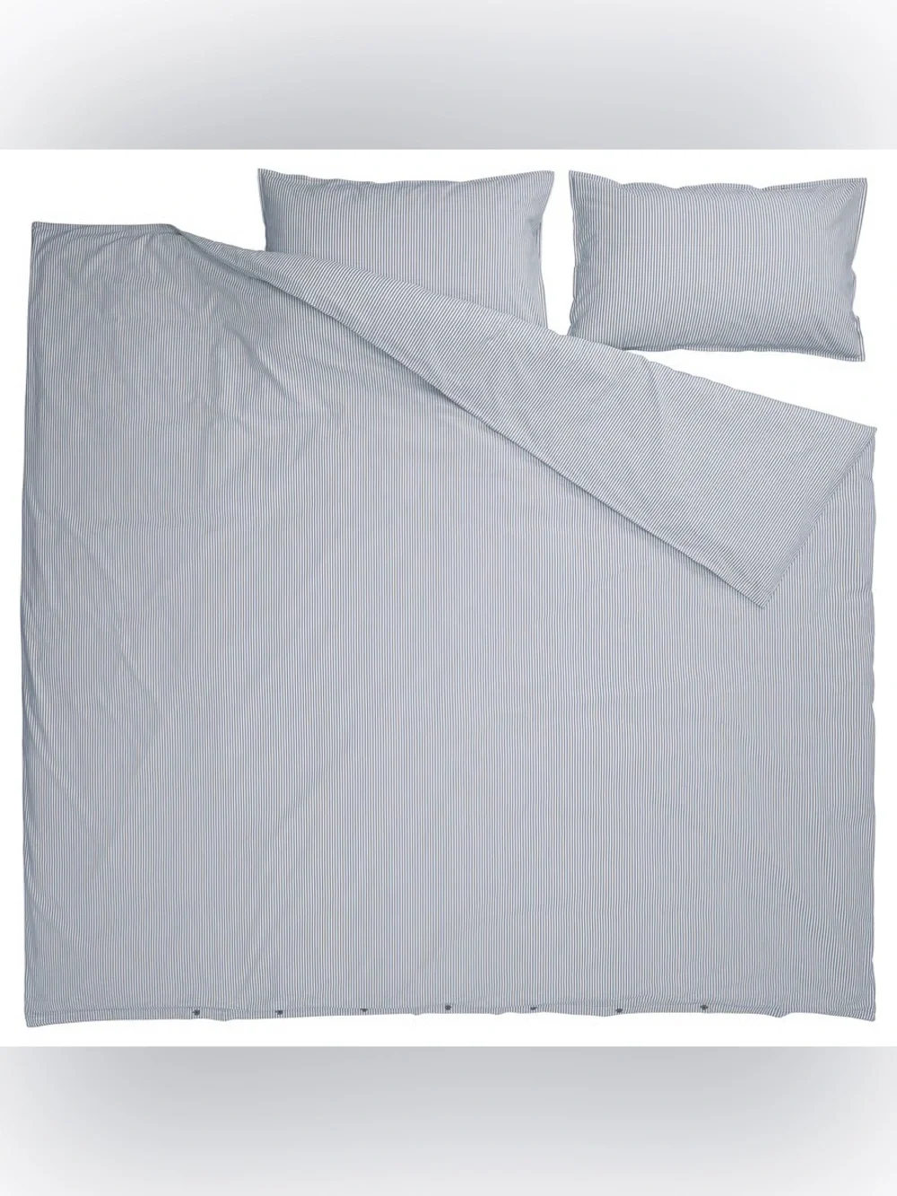 Blue and White Striped Cotton Duvet Cover Set